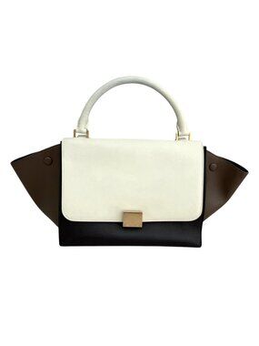 Celine Tricolor Calfskin Trapeze Bag - Off-White, Brown, Black